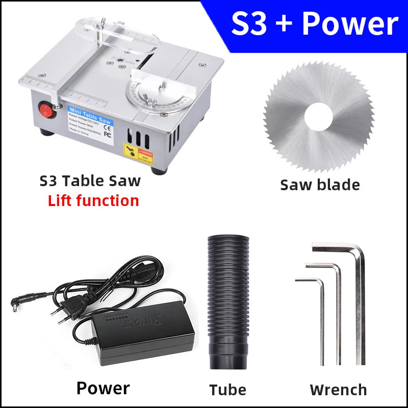 Multifunctional Mini Table Saw Spindle Motor DC 12V-24V Liftable Saw Blade Bench Saw DIY Circular Saw Bench Lathe Cutter Machine