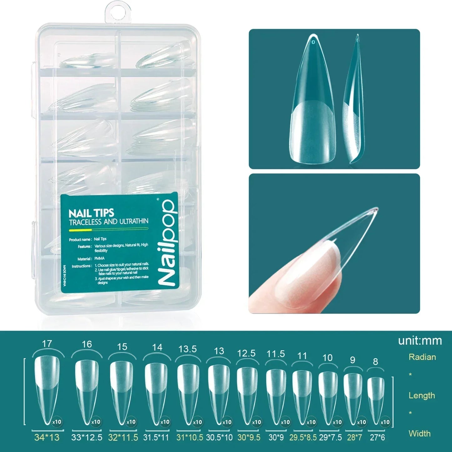 Nailpop 120pcs Acrylic Nails Fake Capsule Short Almond Coffin Square Artificial Nail Extension Soft Gel Tips Accessories Tools