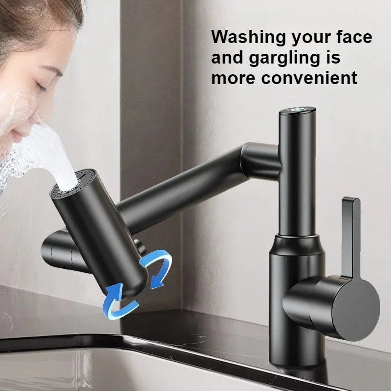 Universal Rotation Kitchen Faucet Bathroom Faucets Multifunctional Washbasin Mechanical Arm Digital Display Hot and Cold Tap
