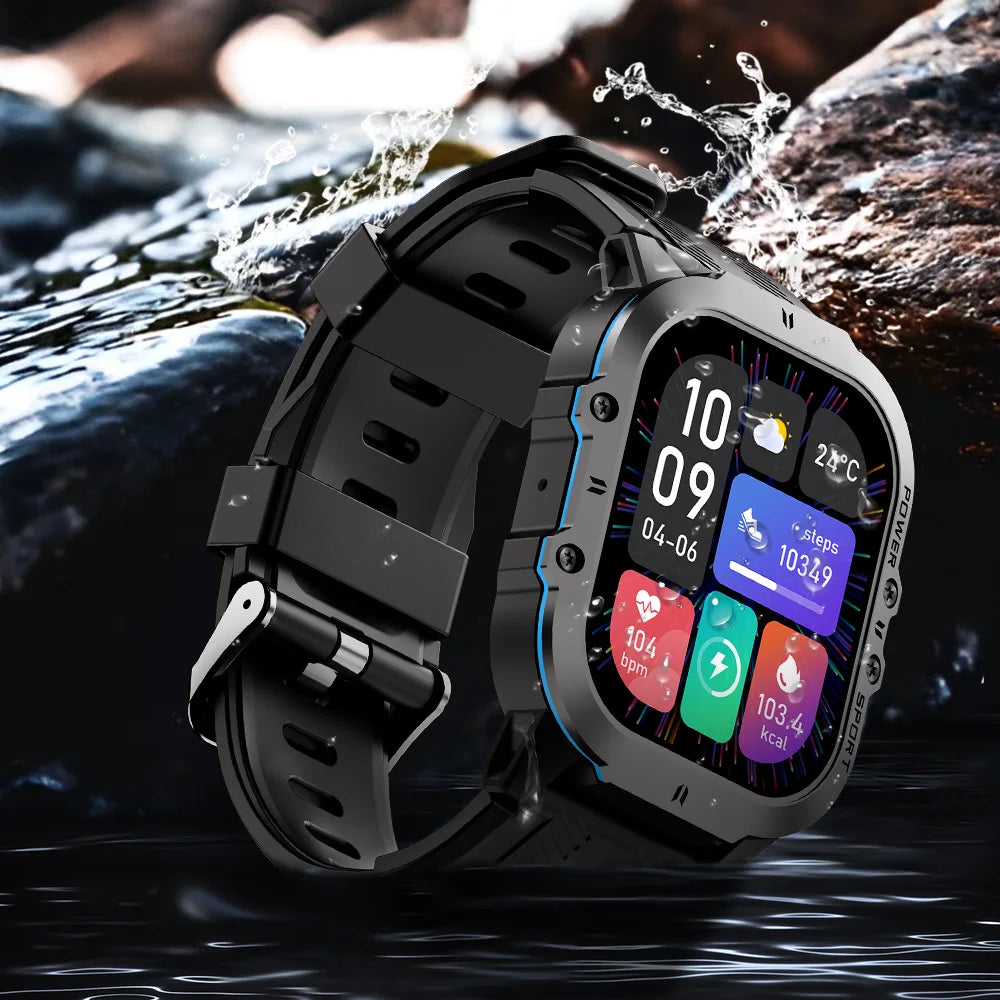 LEMFO New C26 Smart Watch Men AMOLED 1.96 Inch HD Screen Bluetooth Call 100+ Sports Modes 1ATM Waterproof Outdoor Smartwatch