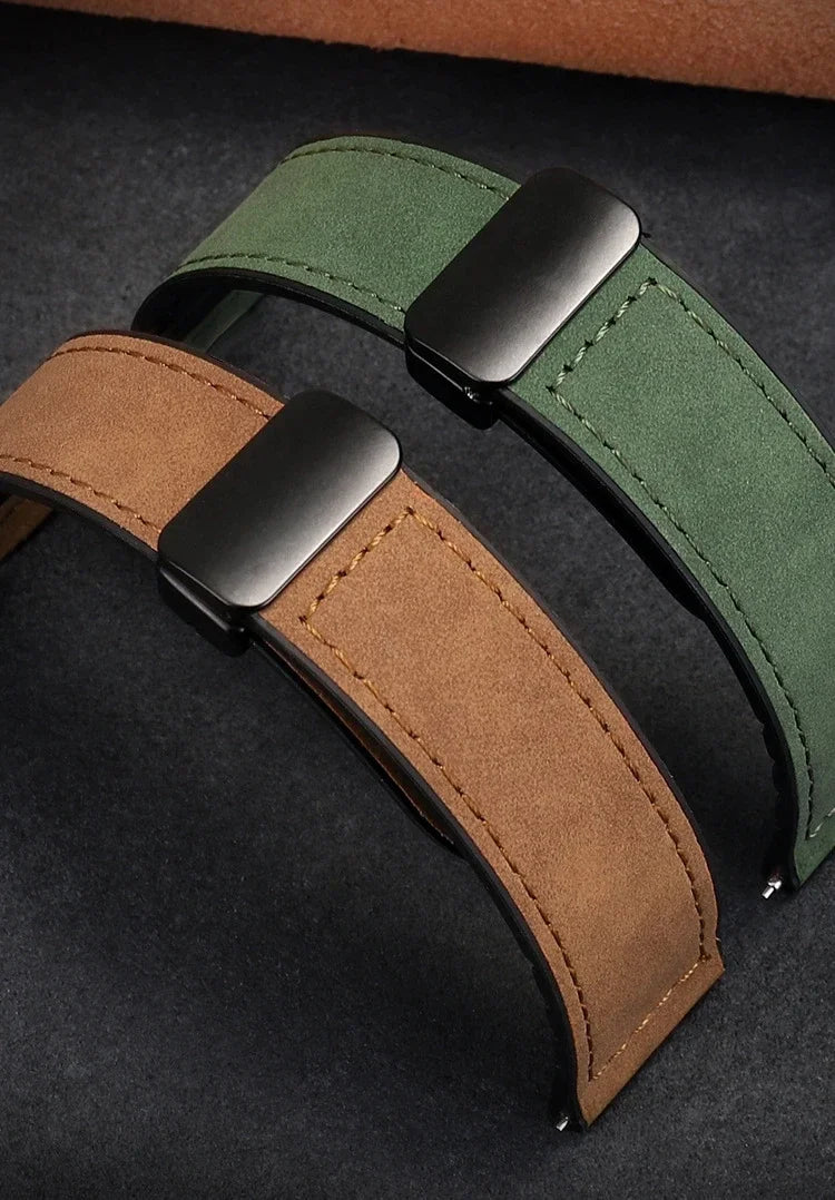 Leather Silicone Strap For Samsung Galaxy Watch 4 5 6 7 40mm/44mm Magnetic Band For Galaxy Watch 4/6 Classic 43 47mm 42 46mm