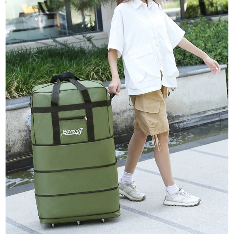 Expanding Traveling Backpack Hiking Folding Travel Women Bags Multi-layer Expansion Travel bag Universal Wheel Moving Bag