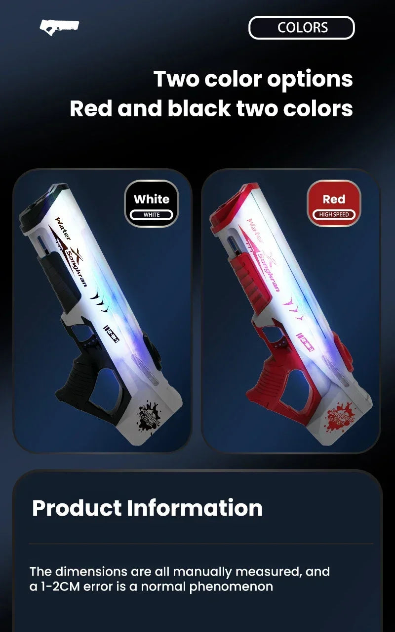 New Fully Automatic Continuous Firing Water Gun Summer Electric Toy Gun Laser Cool Large Capacity Water Shooting Water Gun Toy