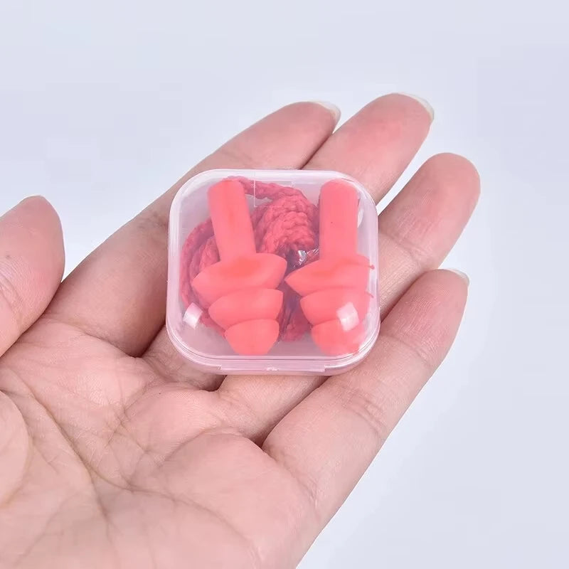 1 Pc Silicone Ear Plugs Sleep Earplugs Noise Reduction Swimming Earplugs With Rope For Diving Underwater Ear Plugs