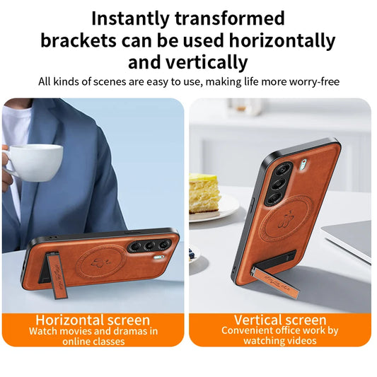 For Tecno Camon 40 Pro 4G 5G Magnetic Wireless Charging Leather Phone Case Shockproof Silicone Lens Protect Cover Cases Bracket