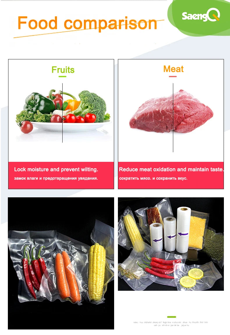 vacuum bags for food Vacuum Sealer bag Food Fresh Long Keeping 12+15+20+25+30cm*500cm Rolls/Lot bags for vacuum packer