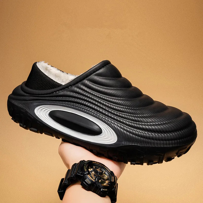 New Fashion Cotton Men's Slippers Winter Warm Plush Men Slippers Waterproof Men Garden Shoes Indoor Outdoor Men's Warm Shoes