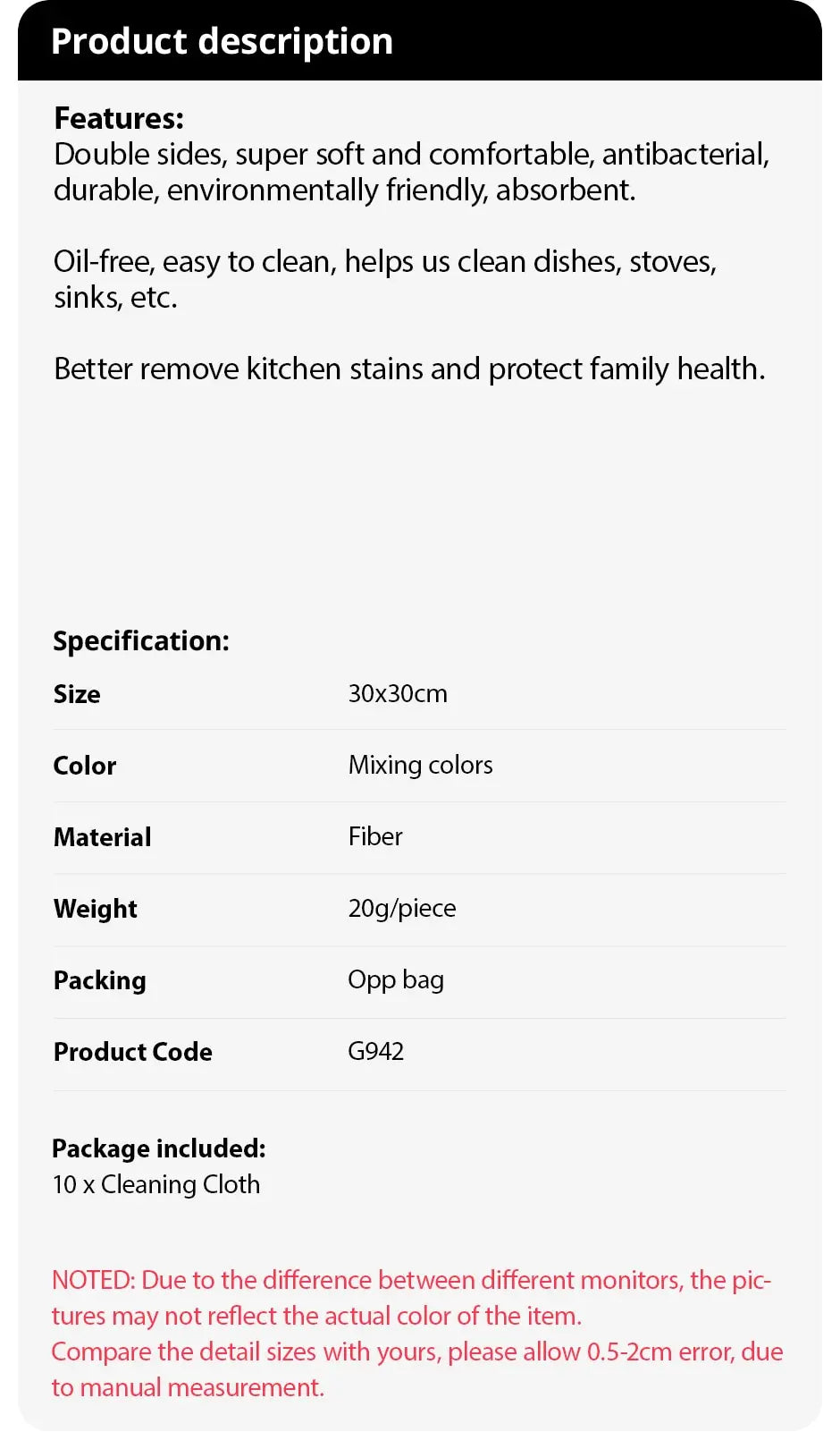 10/20pcs Dishwashing Cloth Kitchen Cleaning Wipes Household Multipurpose Absorbent Nonstick Oil Fiber Cleaning Cloth