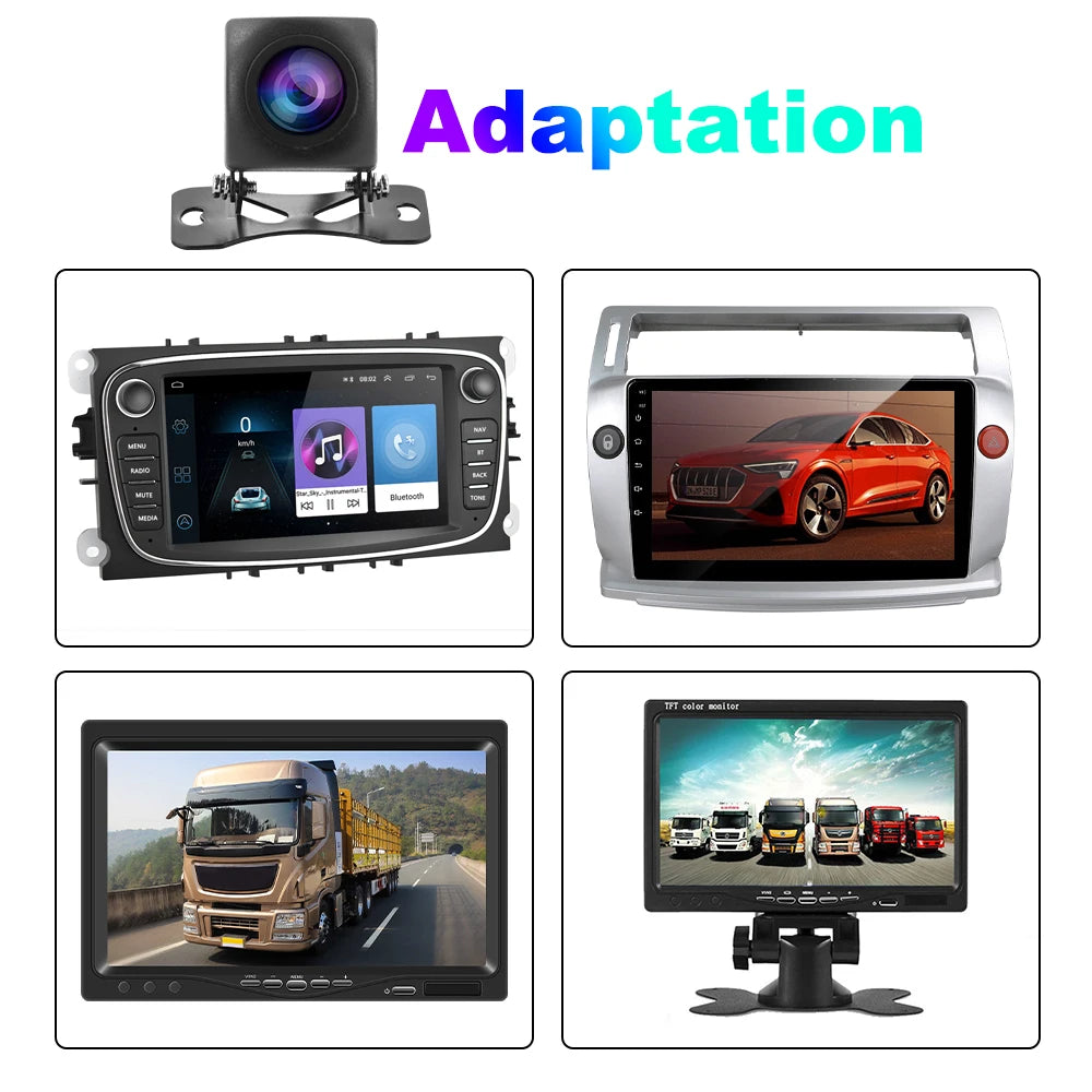 Podofo AHD Car Rear View Camera HD Reverse Parking Video Monitor Waterproof Backup Night Vision Lens 6M Cable for Car Radio Mp5