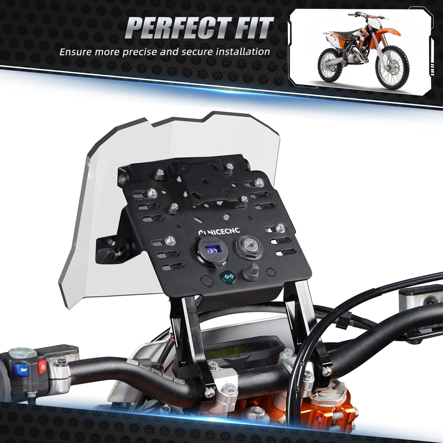 NiceCNC For Husqvarna TE300 TE FE TC FC TX FX 125 250 300 350  450 501 2014-2024 Navigation GPS Mount Bracket Mini Fairing Kit