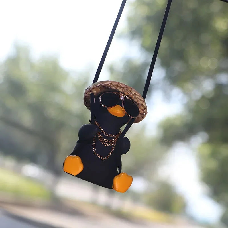 1pc Cute Car Charm Hanging Ornament Cool Swinging Duck Car Accessories for Teens