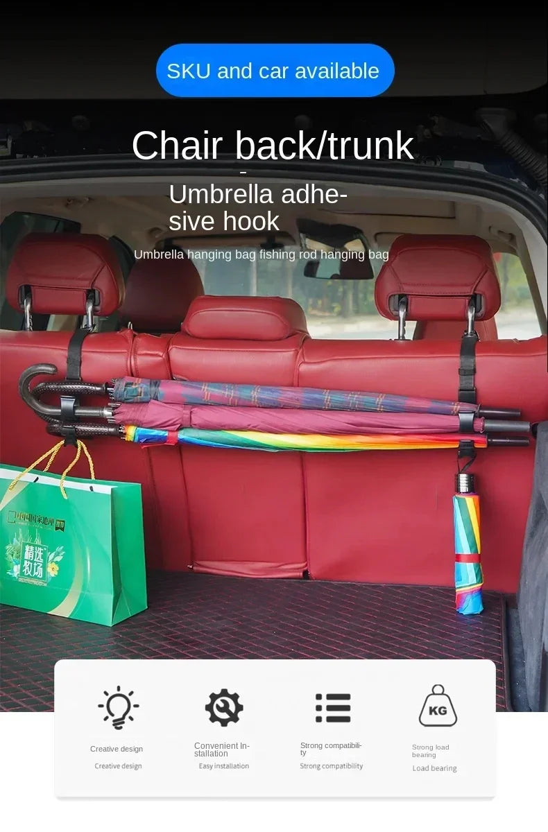 2Pcs car multifunctional rear seat trunk hooks seat backrests umbrella brackets car accessories travel accessories