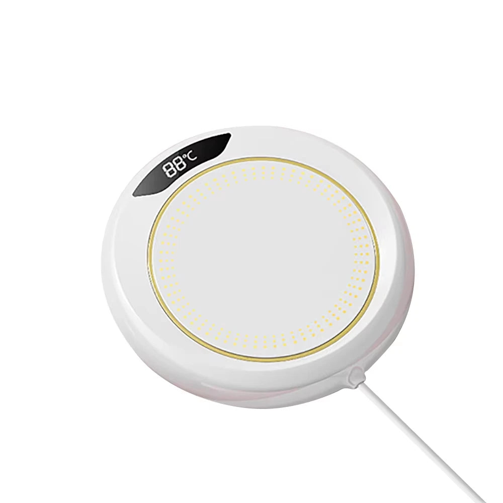 USB Intelligent Cup Heater Milk Coffee Tea Water Electric Heating Pad 3-levels Temperature Adjustable Coaster for Home Office
