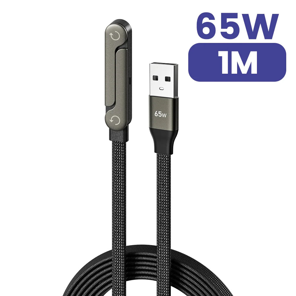 65W 2 in 1 USB A To USB C Fast Charging Foldable Phone Holder Data Cable USB Type C Builtin Desk Bracket Wire For Huawei Samsung