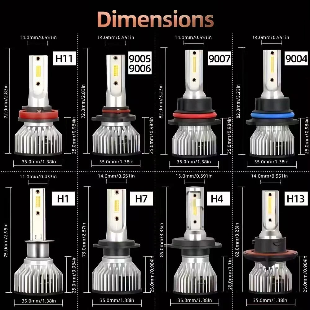 30000LM H4 H7 H11 9005 HB3 9006 HB4 9004 9007 LED Headlight Bulbs 300W High Power Auto Headlamp Bulbs 6000K 12V Car Fog Lamps