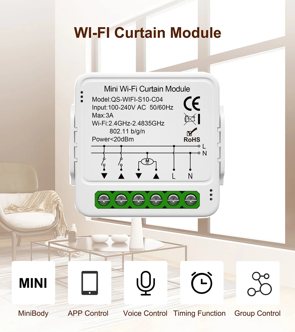 Tuya WiFi Smart Curtain Switch Module For Blinds Roller Shutter Electric Motor Smart Life Control Works With Alexa Google Home