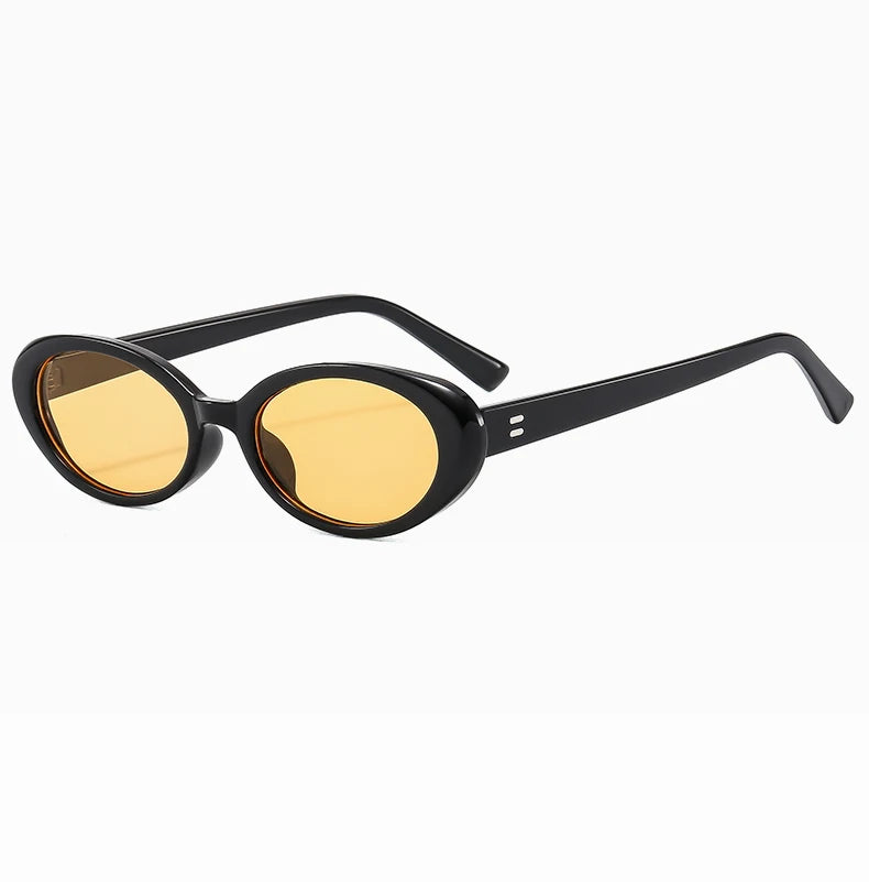 New Women's Retro Oval Sunglasses Black Small Frame Fashion Brand Trendy Hot Points Sun Glasses Female Lady Goggle UV400