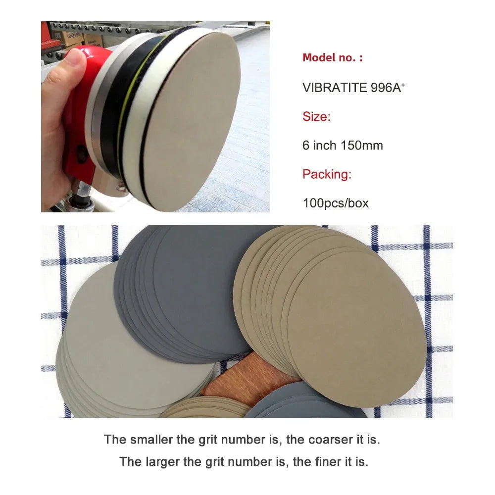 6 Inch Waterproof Hook and Loop Sanding Discs 60-10000 Grit Flocking Sandpaper 150mm for Wet Dry Grinder Polishing, 10 Pieces