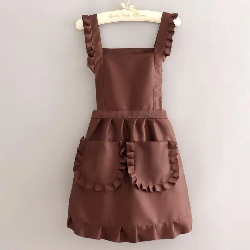 1Pcs Cute Korean Style Apron Female Nail Shop Kitchen Coffee Overalls Home Cooking Cleaning Sleeveless Apron