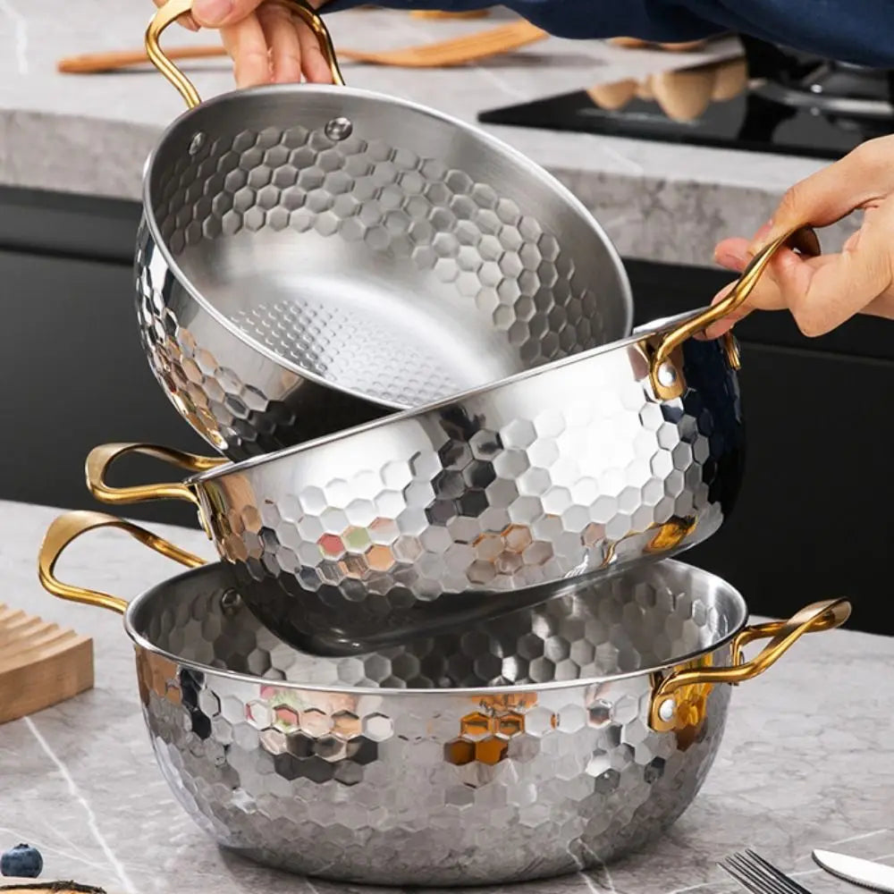 Korean Style Golden Ramen Noodles Pot Aluminum Soup Pot with Lid Milk Egg Cooking Pot Kitchen Cookware