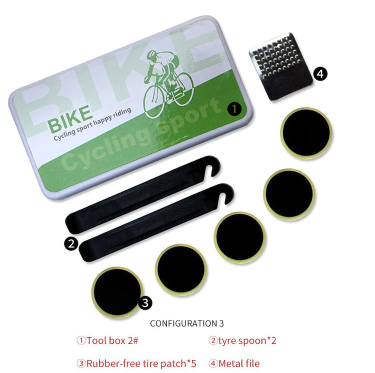 Bicycle Flat Tire Repair Kit Tool Set 48pcs Portable Rubber Fetal Repair Tools bike Inner Tube Puncture Patch Repair Tools