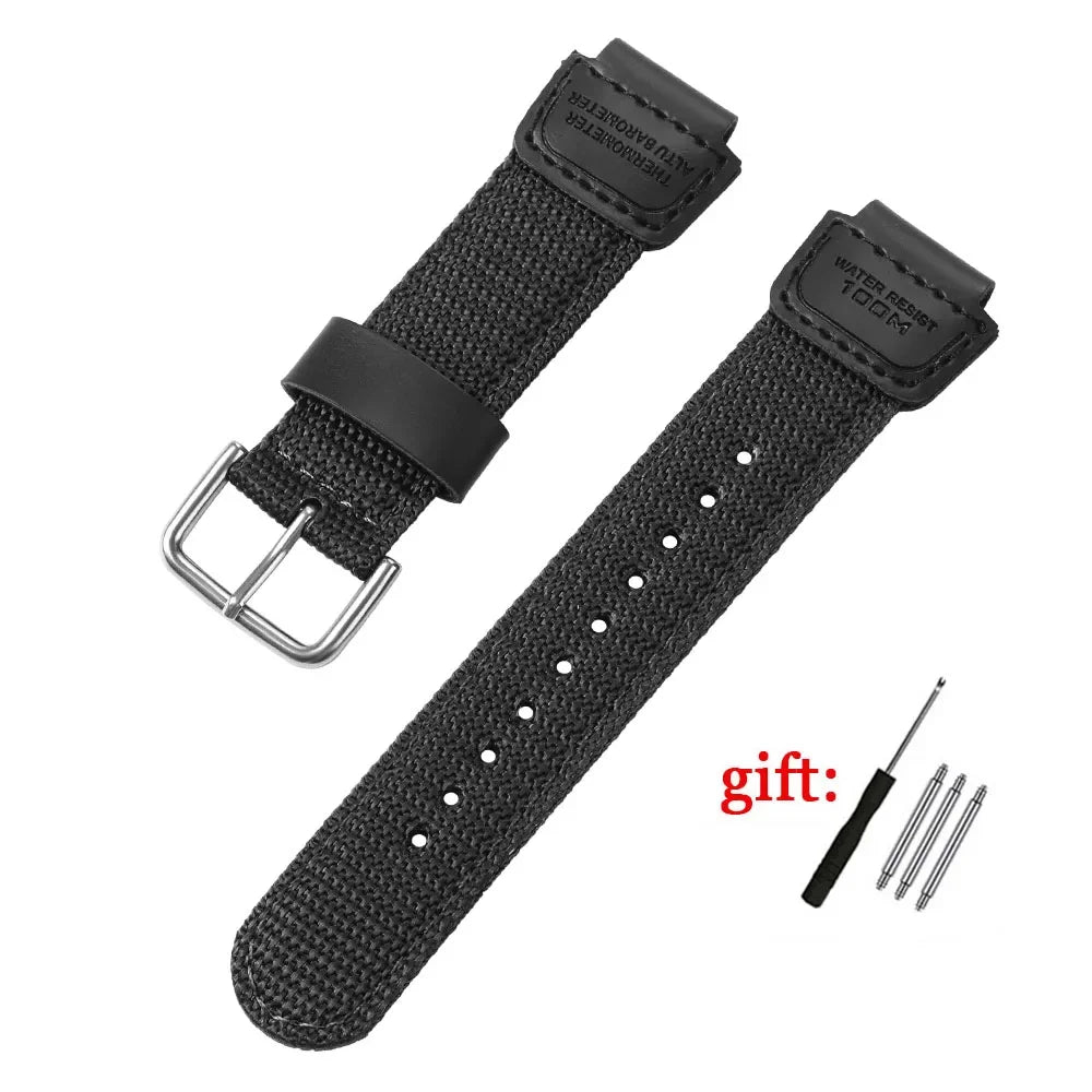 18mm Nylon Watch Strap for Casio W800H Men Canvas Sport Black Green Bracelet SGW400 F91W F84 F105/108/A158/168 AE1200/1300 Belt