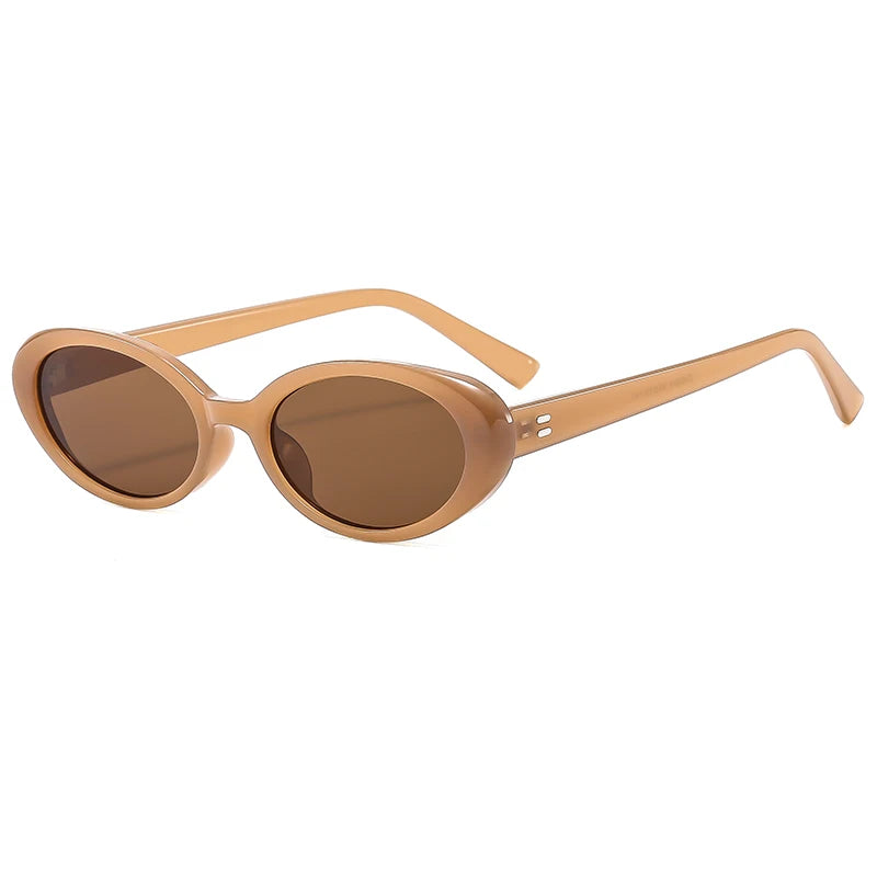 New Women's Retro Oval Sunglasses Black Small Frame Fashion Brand Trendy Hot Points Sun Glasses Female Lady Goggle UV400