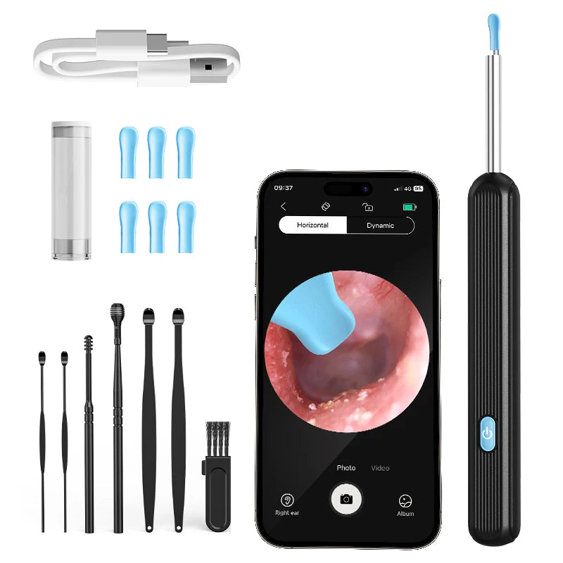 Ear Cleaner with Camera Set Ear Sticks Otoscope USB C Charging Endoscope Wax Removal Tool Earpick MIni Camera Ear Cleaning Set