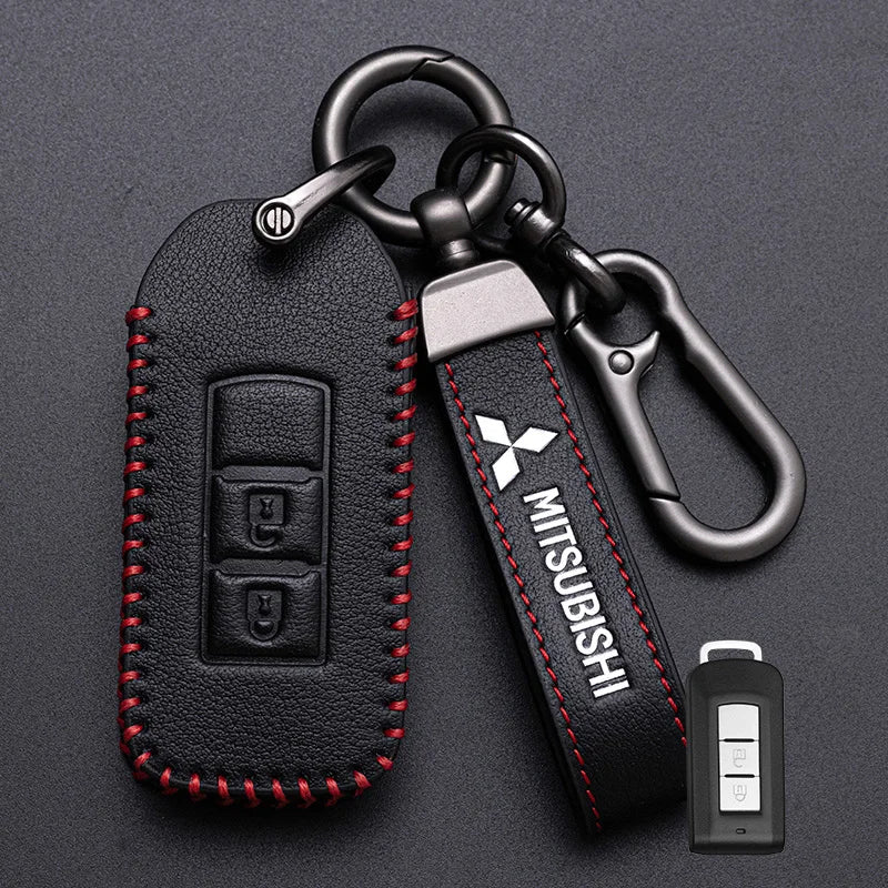Car Key Case Cover Keyless Leather Shell for Mitsubishi Outlander Lancer Eclipse Mirage Xpander ASX Pajero Cross Montero Eclipse