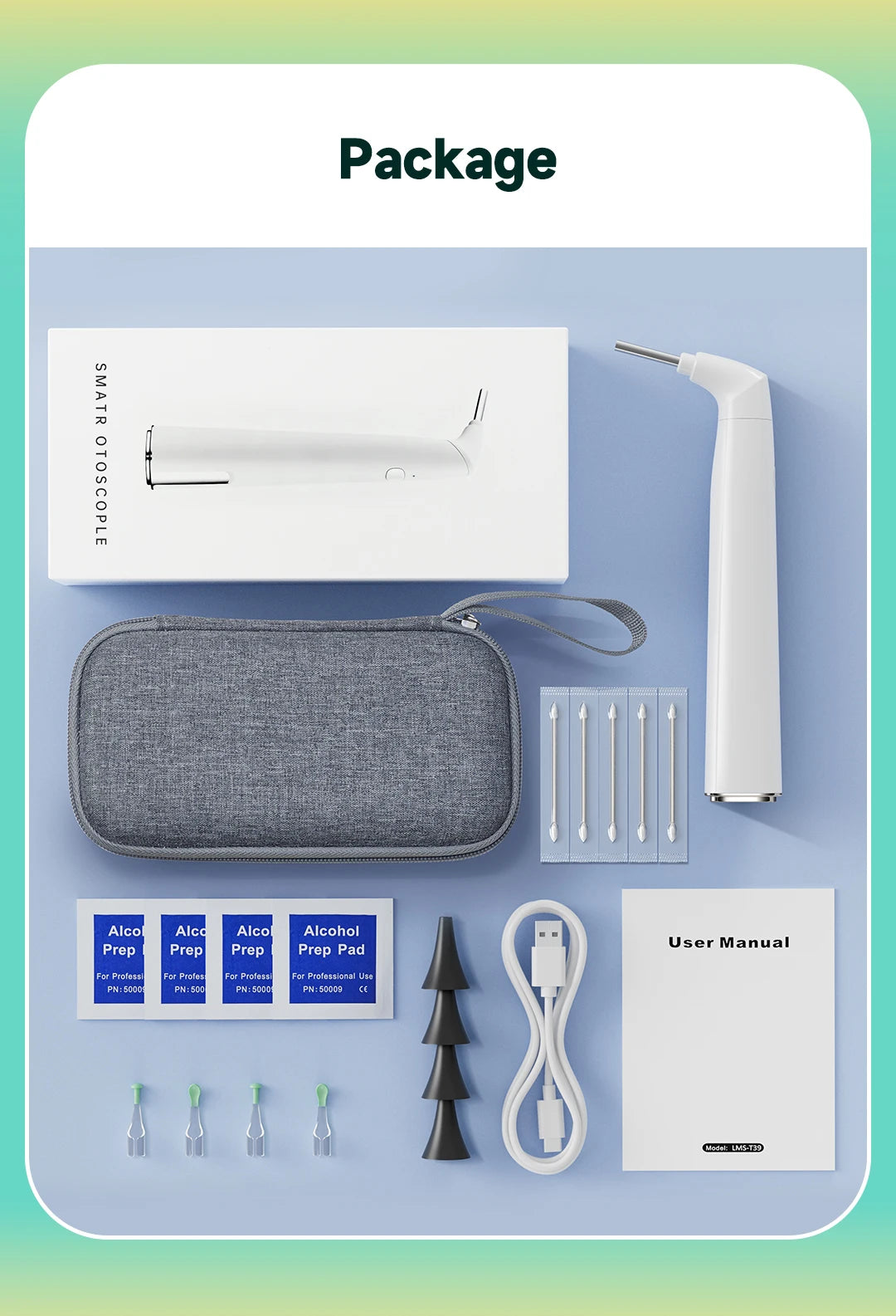 New 3.9mm 1080P HD Wireless Otoscope Ear Camera Ear Clearing Scope With 6LEDs for Kids and Adults Support Android and iPhone