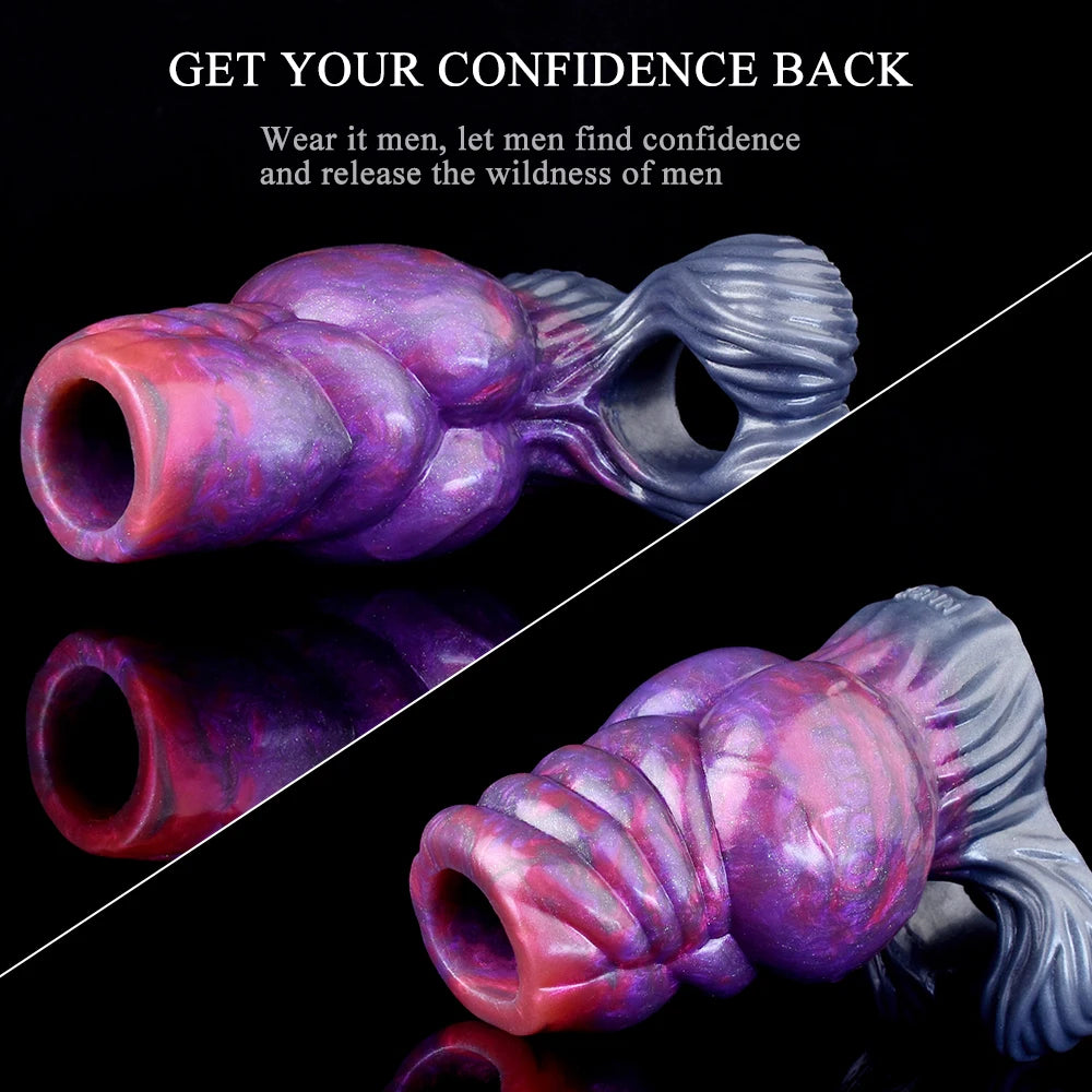 NNSX Animal Penis Sleeve Enlargement with Big Knot Silicone Fantasy Cock Sheath Adults Male Sex Toys for Couples