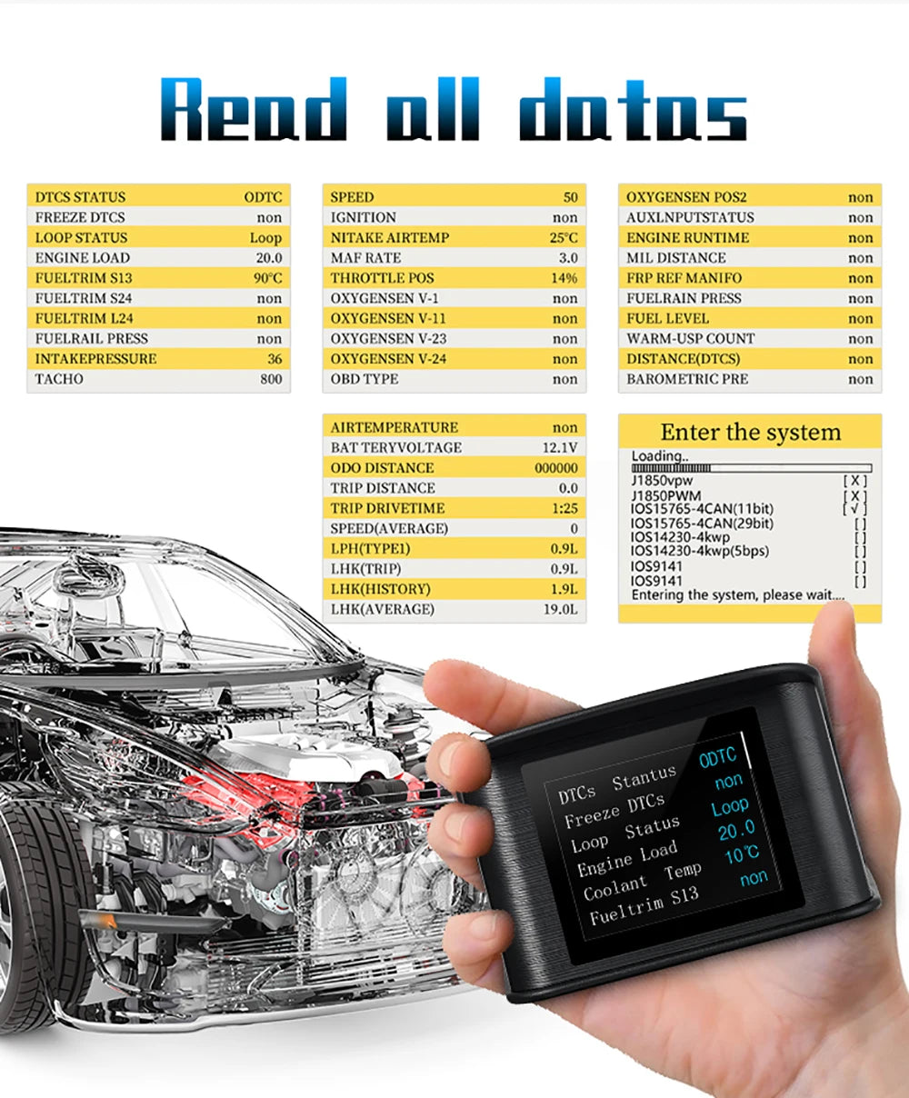 P10 Pro Head Up Display On-board Computer Car Digital OBD2 Mileage OBD Driving Computer Display Speedometer Temperature Gauge