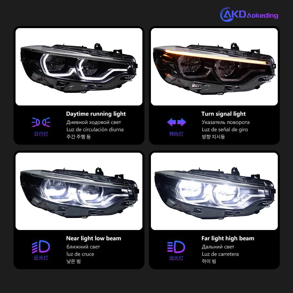 Car Lights for BMW F32 F36 M4 LED Headlight 2013-2019 4 series 425i F82 M3 Head Lamp Drl Projector Lens Automotive Accessories