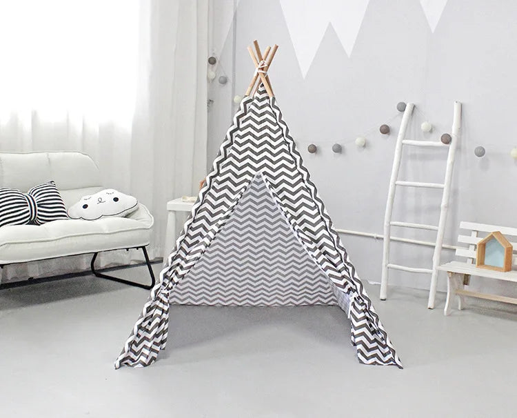 PANGDUBE 110×110×140cm Baby Playpen Children’s Toy Tent Wigwam Indoor Tipi Kids Wooden Play House Children Games Tent