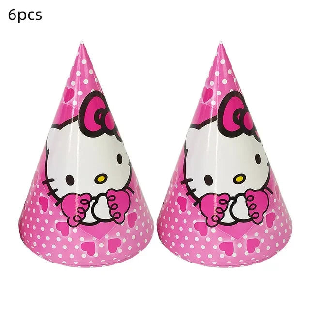 Cute Cartoon Kitty Cat Balloons Set First 5th 6th Birthday Decoration Baby Shower Globos Hello Cake Topper Backdrop Candy Box