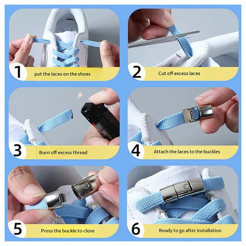 New Press Lock Shoelaces without ties Elastic Laces Sneaker 8MM Widened Flat No Tie Shoe laces Kids Adult Shoelace for Shoes