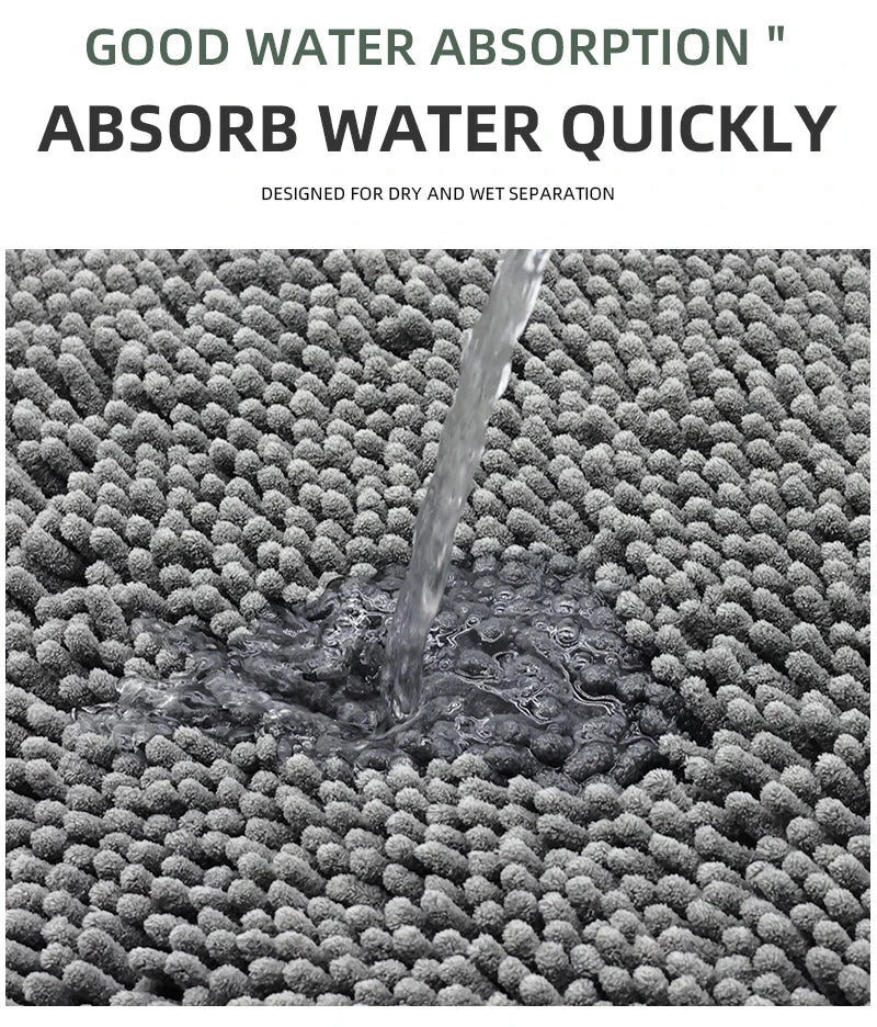 1pc 40*60cm Blue Soft and Absorbent Chenille Bath Rug - Non-Slip and Quick Dry Shower Carpet for Home Bathroom -Machine Washable
