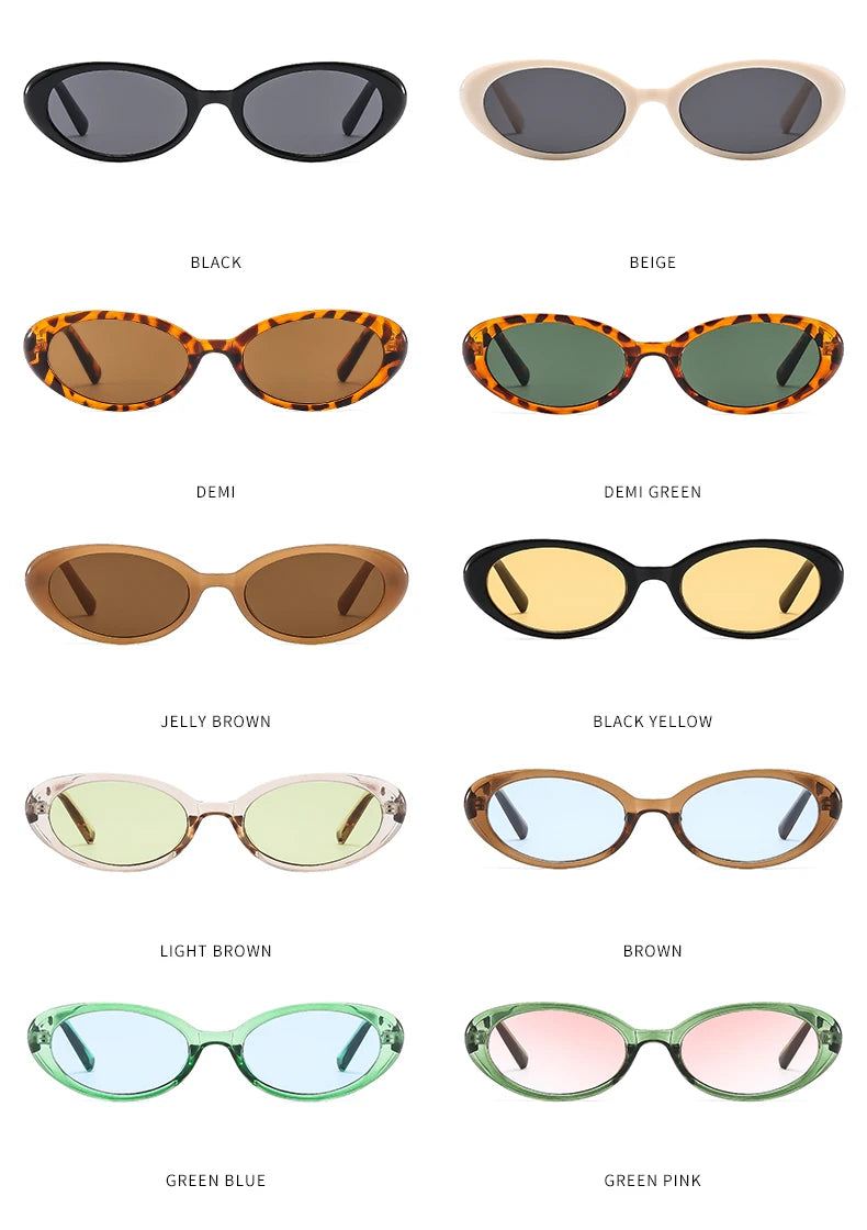 New Women's Retro Oval Sunglasses Black Small Frame Fashion Brand Trendy Hot Points Sun Glasses Female Lady Goggle UV400