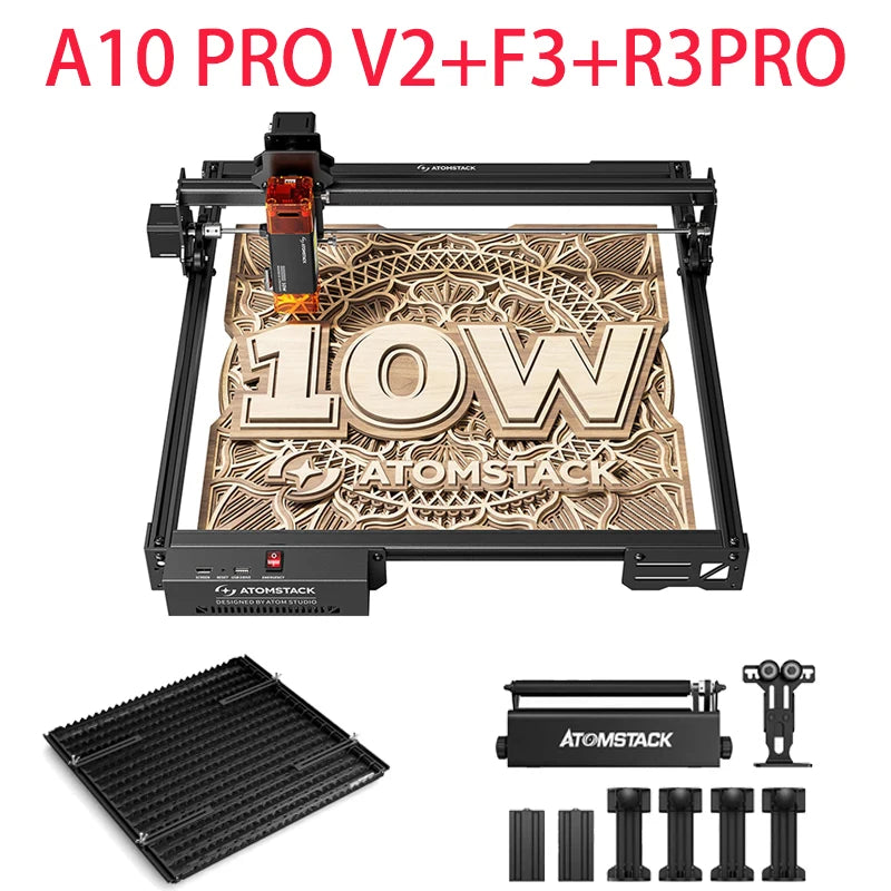 ATOMSTACK A10 PRO V2 Laser Engraver Cutter 10000mW Laser Class 4 400 x400mm 24000mm/min Fast Speed PC Phone App Control