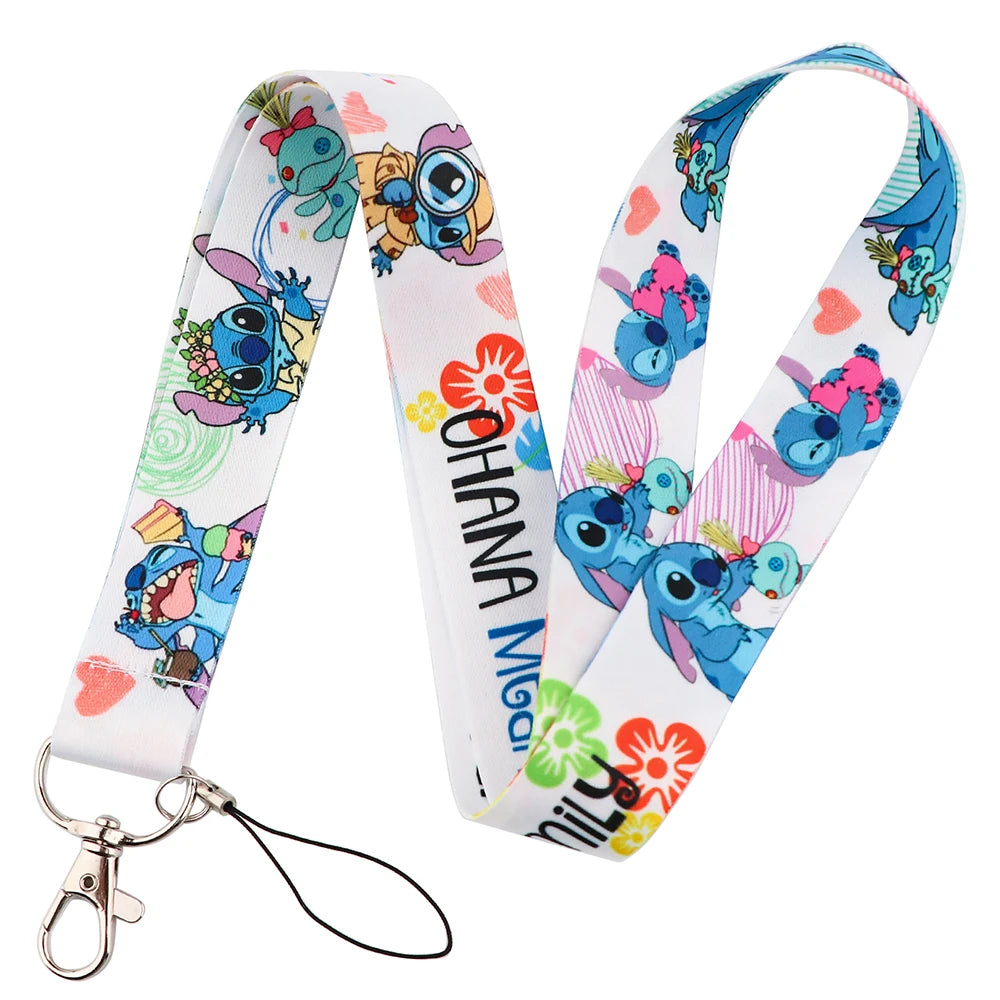 KKZ004 Mickey&Minnie Stitch Lanyard For Keys Keychain Badge Holder ID Credit Card Pass Hang Rope Lariat Phone Charm Gift