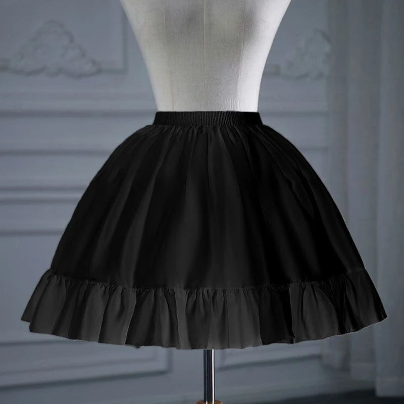 Women Girls Lolita Crinoline Petticoat Cotton Ball Gown Petticoat Short 2 Hoops Underskirt for Cosplay Big Hem Dress White