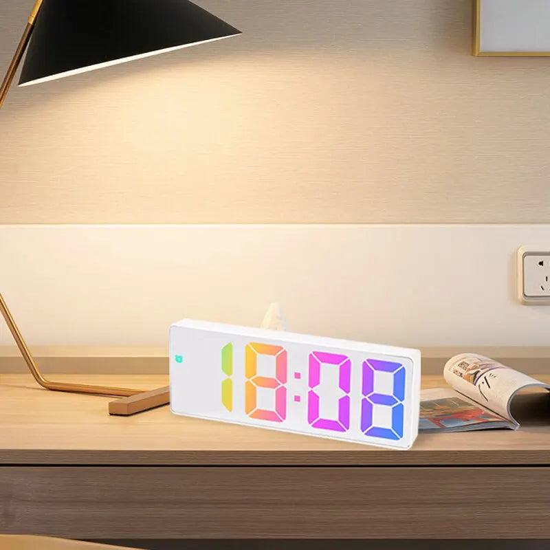 Led Digital Intelligent Electronic Clock Kitchen Timer Bedroom Bedside Alarm Clock Fashion Dazzling Color Transparent Screen