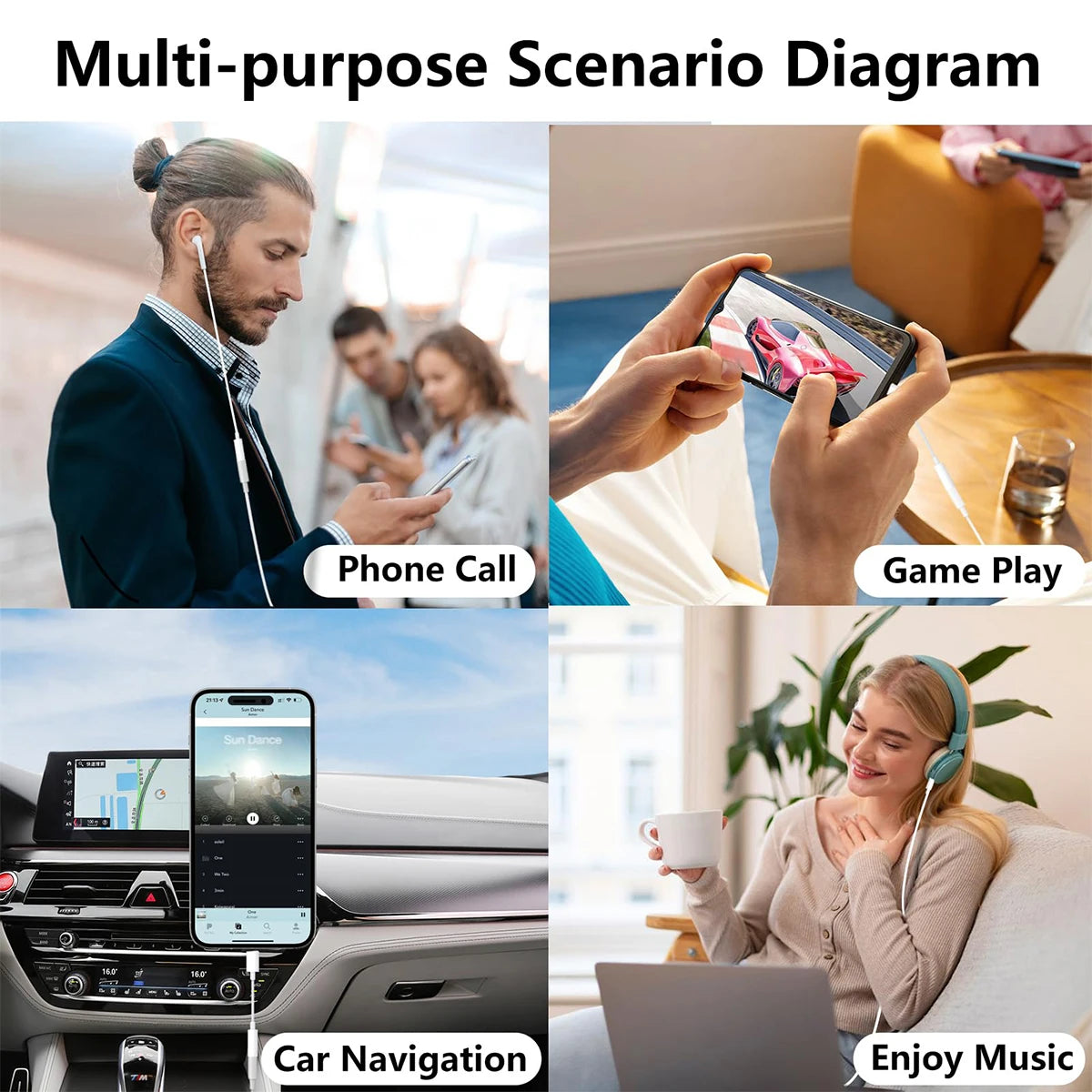 1-2Pcs Type C To 3.5 mm Aux Adapter Jack Audio Cable for Huawei Xiaomi Redmi POCO Sumsang Aux Cable for iPhone 16 15 Serives