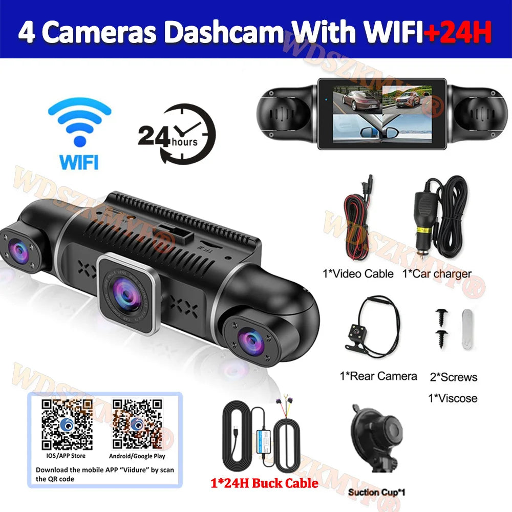 360 Degree 4Channel Car Dvr WIFI Video Recorder 1080P dashcam 24h Parking Monitor Rear View Camera Night Vision car recorder
