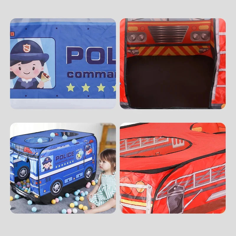 PANGDUBE Folding Baby Playpen Without Balls Pool Fire Truck Tent Policy Car Toy Tent Kid Playhouse Children's Play Tent