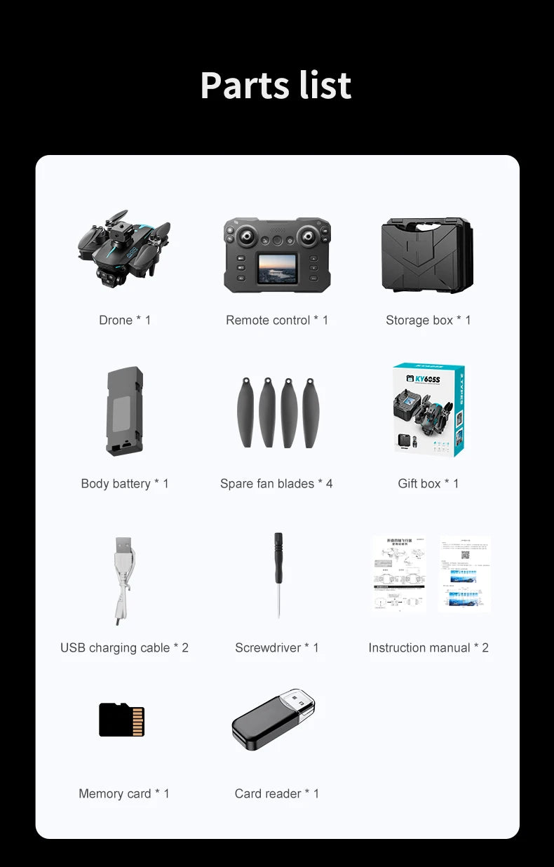 New KY605S Screen Controlled Drone 8K Three HD Camera Brushless Motor Obstacle Avoidance Foldable Quadcopter Dron RC Toys Gifts