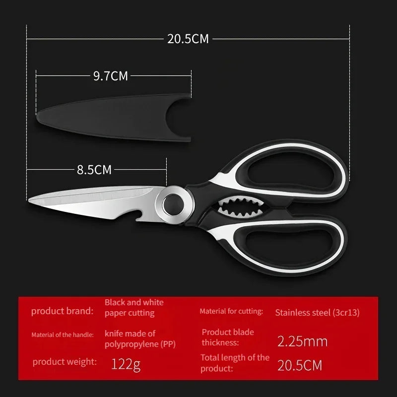 Multifunctional kitchen scissors Household fish cutting meat scissors Stainless steel scissors