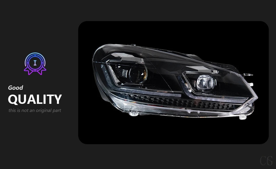 Car Styling Headlights for VW Golf 6 MK6 jetta R20 Black Samurai Style LED Headlight 2009-2012 Head Lamp DRL Signal Projector