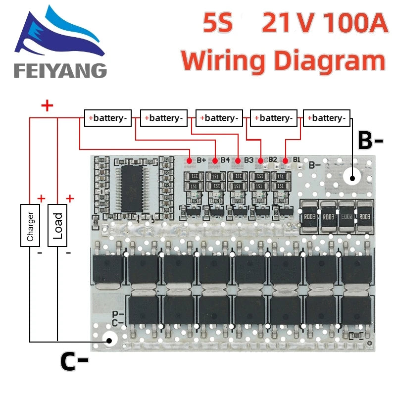 5S 4S 3S BMS 100A 21V 18V 16.8V 12V 18650 Li-ion LMO Ternary Lithium Battery Protection Circuit Board Balance Charging