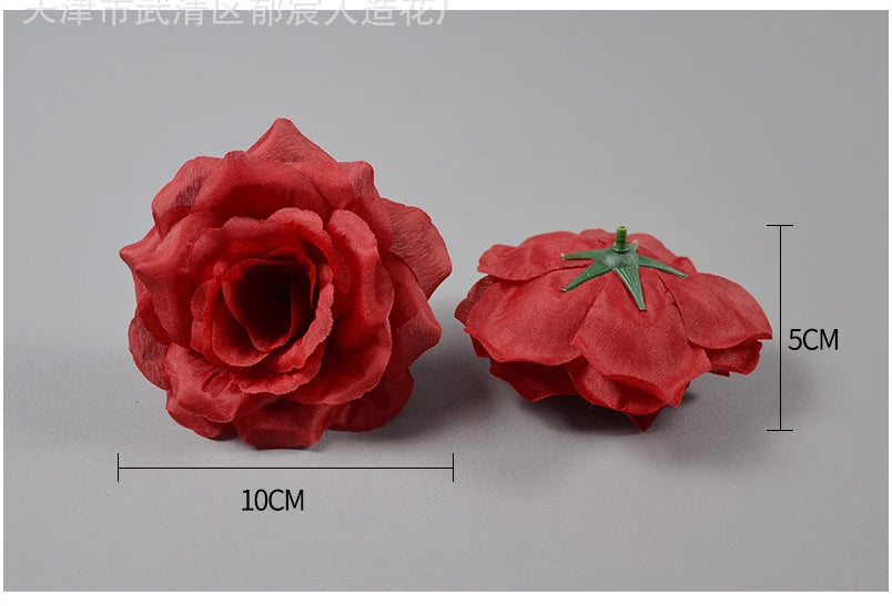 10pcs 10cm Artificial Roses Flower Heads DIY Wedding Home Decoration Party Festival Supplies Fake Flowers